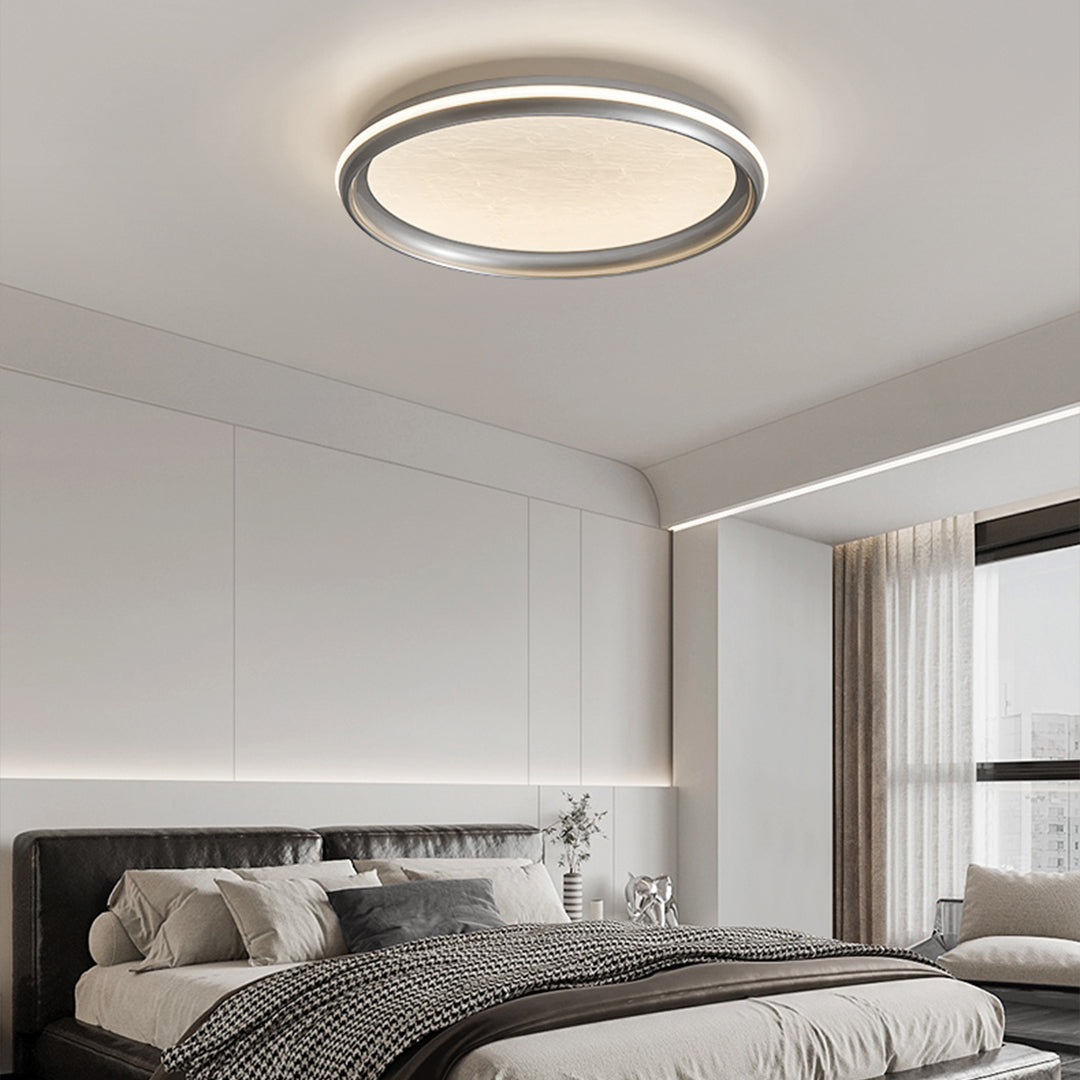 Metal Flush Mount Light Silver Finish White Acrylic Ceiling Light