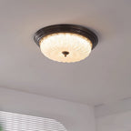 Retro Flush Mount Ceiling Light Pumpkin Walnut Wood Color Dome Light