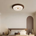 Vintage Art Deco Flush Mount Ceiling Light Full-Spectrum Walnut Light