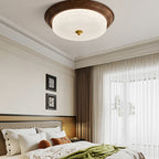 Vintage Art Deco Flush Mount Ceiling Light Full-Spectrum Walnut Light