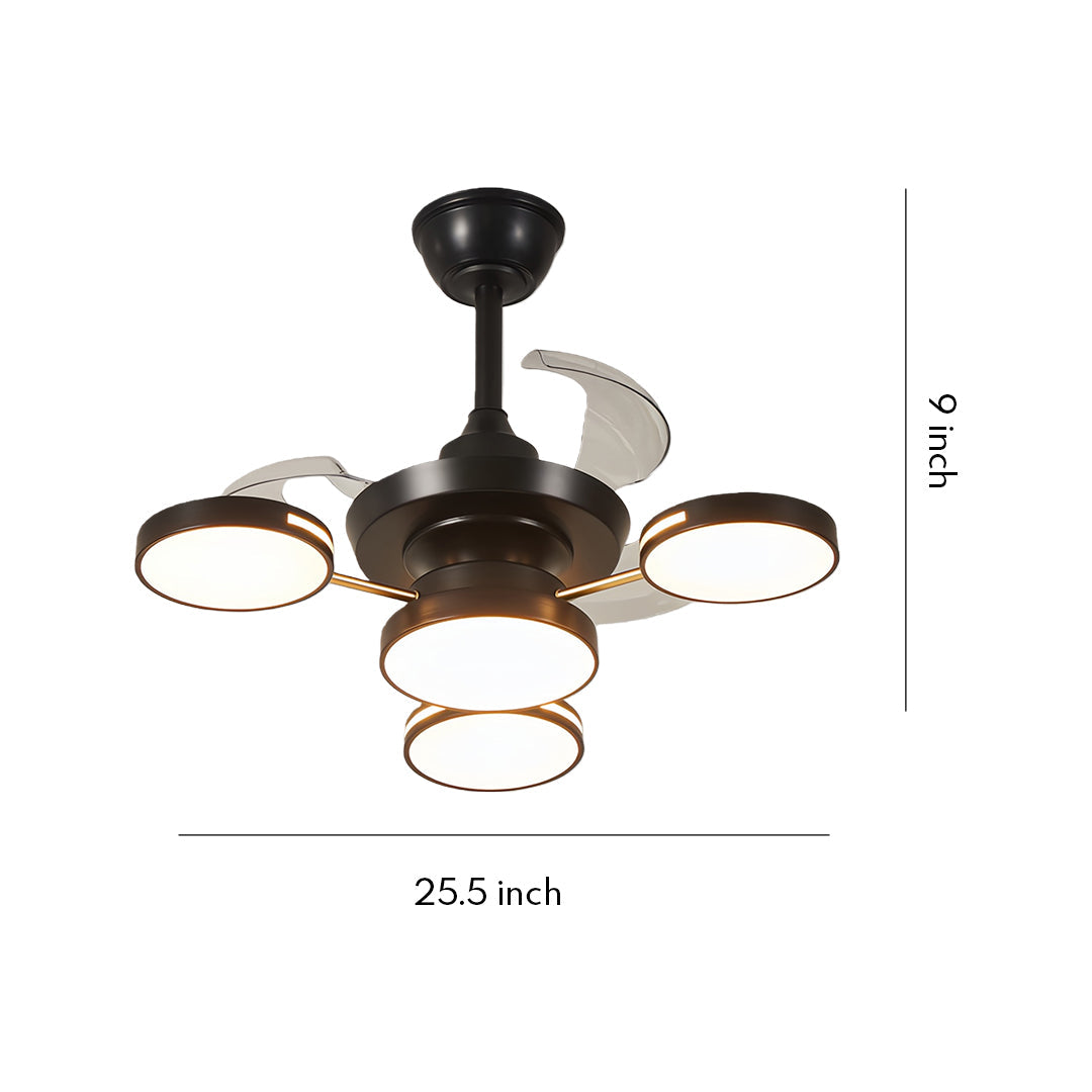 Ceiling Fan with Four Lights French Vintage Iron Art  3-Blade Fan Lamp