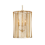 Wood Beaded Chandelier Handcrafted elegant stylish Gold Ceiling Light