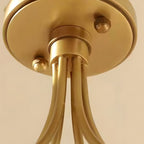 Modern Brass Carved Glass Semi-Flush Mount Ceiling Light - 6/8-Light