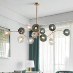 Clear Glass Flush Mount Ceiling Light Gold Finish 6-Head Creative Lamp