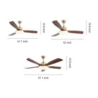 Ceiling Fan with Light Remote Control Wooden 3-Blade Lamp