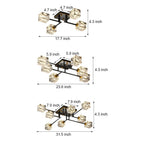 Modern Copper Crystal Cube Semi-Flush Mount Light Fixture, 4/6/8-Light