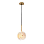 Modern Crystal Glass Disc Pendant Light with LED 1-Light Round Hanging Lamp
