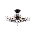 Crystal Semi Flush Ceiling Lights American Leaf Chandeliers