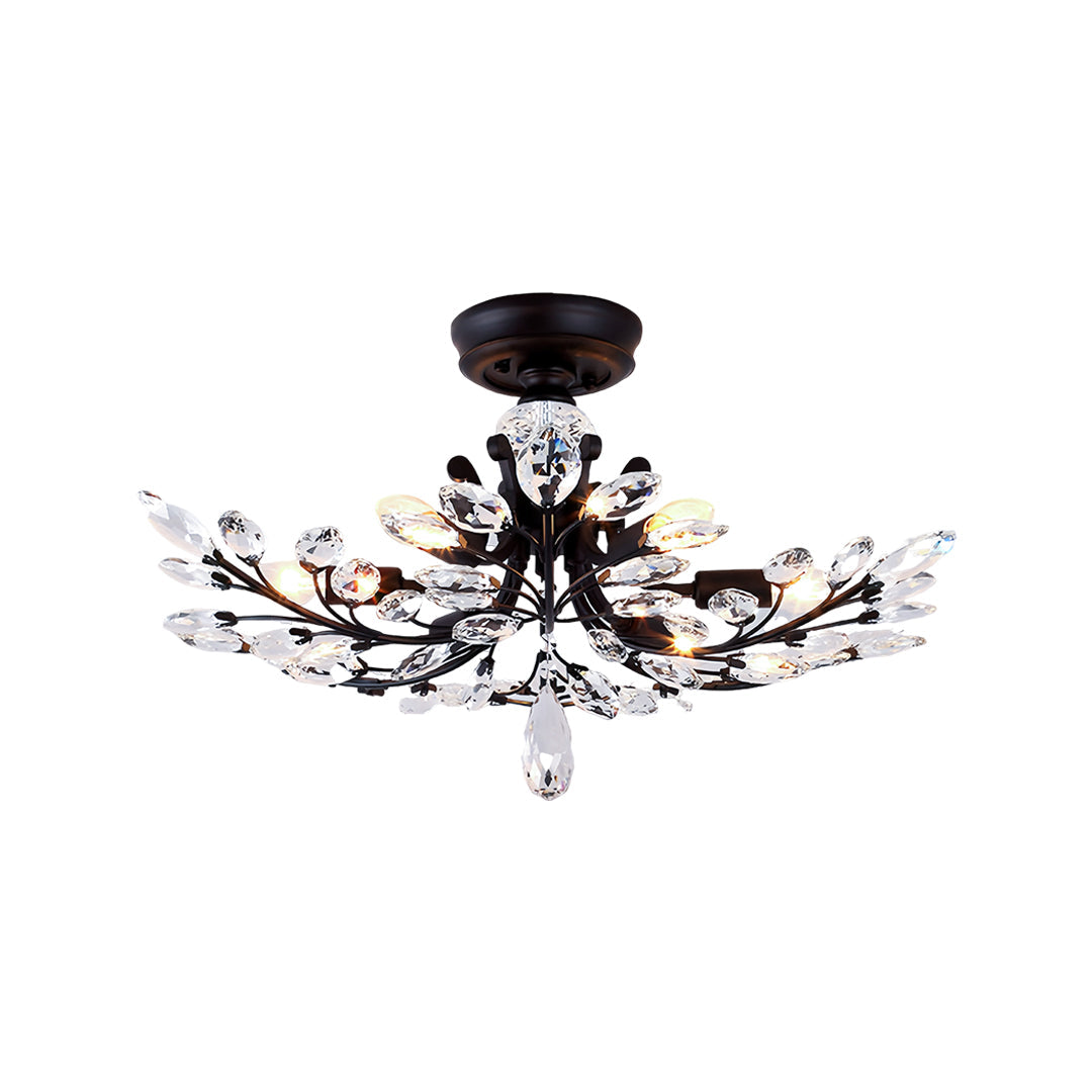 Crystal Semi Flush Ceiling Lights American Leaf Chandeliers