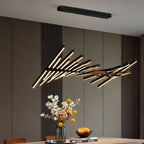 Black Art Pendants Light Nordic Wave Fish Bone Linear Ceiling Light