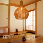 Bird Cage Pendant Light Japanese Basswood Body Wooden Ceiling Light