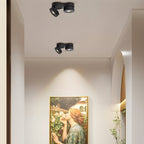 [Open-Box]Modern Double Head Rotating Folding Ceiling-Mounted Spotlight in Black/White