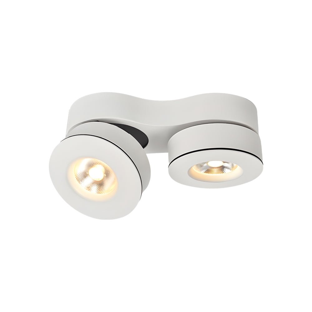 [Open-Box]Modern Double Head Rotating Folding Ceiling-Mounted Spotlight in Black/White
