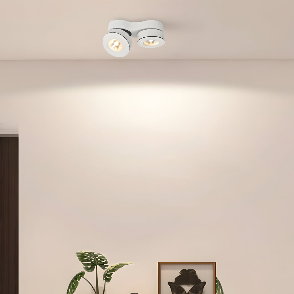 [Open-Box]Modern Double Head Rotating Folding Ceiling-Mounted Spotlight in Black/White