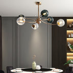 Clear Glass Flush Mount Ceiling Light Gold Finish 6-Head Creative Lamp