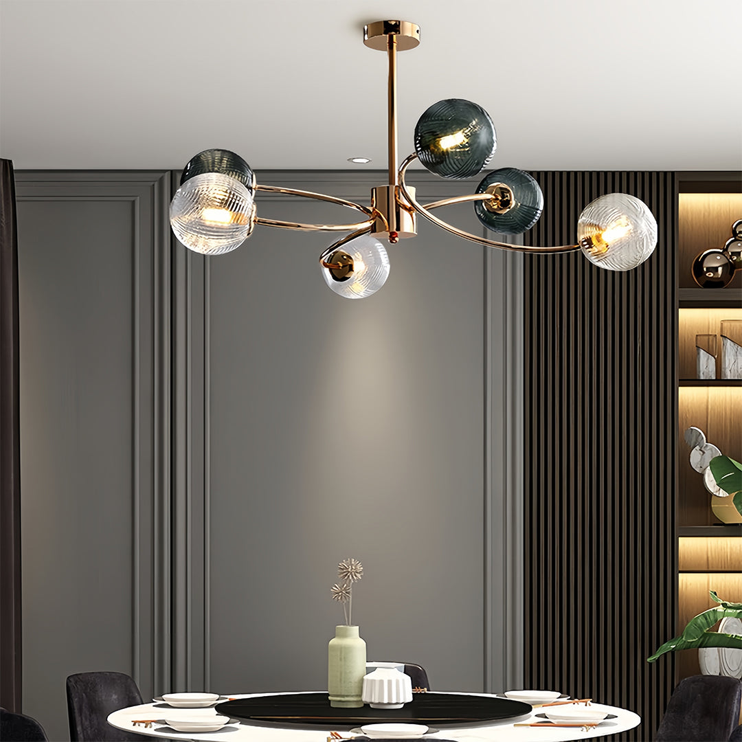 Clear Glass Flush Mount Ceiling Light Gold Finish 6-Head Creative Lamp