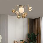 Gold Semi Flush Ceiling Light Minimalist Planet Art Creative Light