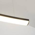 Modern LED Linear Arcing Pendant Lighting: Matte Black Fixture for Dining Room & Kitchen Island