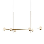 Modern Linear Glass Ball Pendant Light with 3/4/6-Light - Black/Gold
