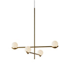 Modern Linear Glass Ball Pendant Light with 3/4/6-Light - Black/Gold