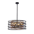 Black Drum Pendant Light Iron Cage Round Cylinder Ceiling Lights