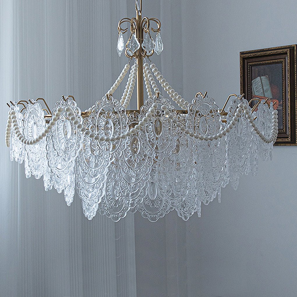 Modern Minimalist Exquisite Ornate Glass Tricolor LED Chandelier for Living Room