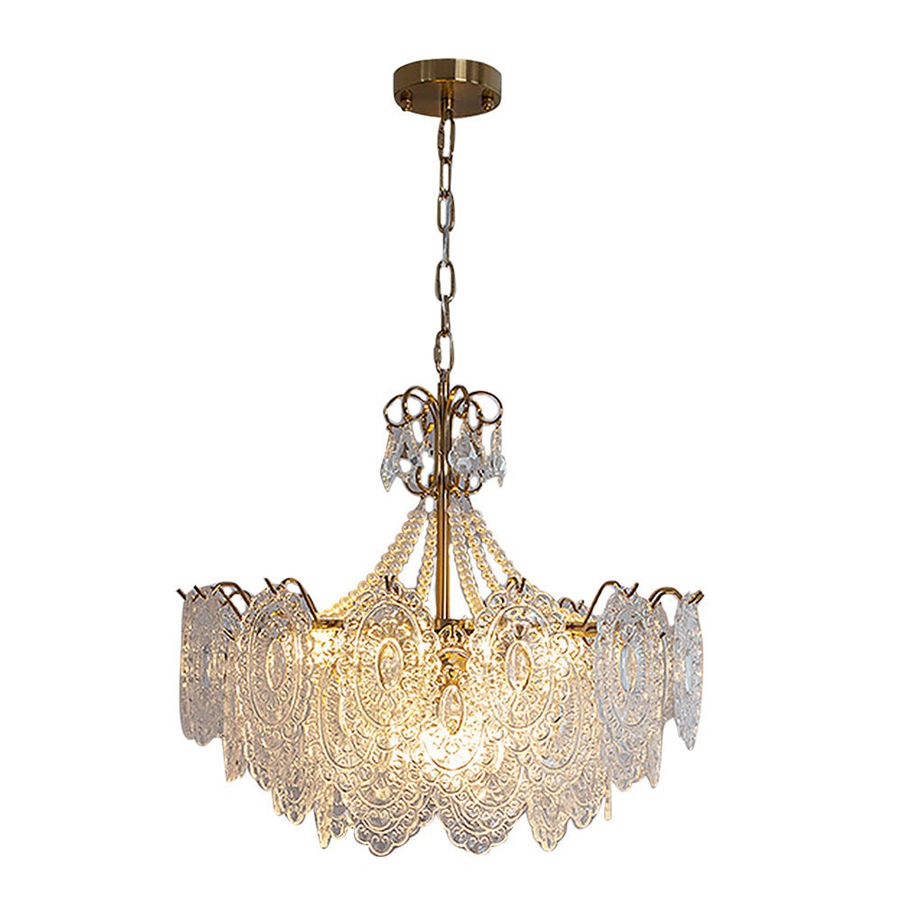 Modern Minimalist Exquisite Ornate Glass Tricolor LED Chandelier for Living Room