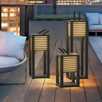 Modern Outdoor Floor Lantern Waterproof Black Portable Light