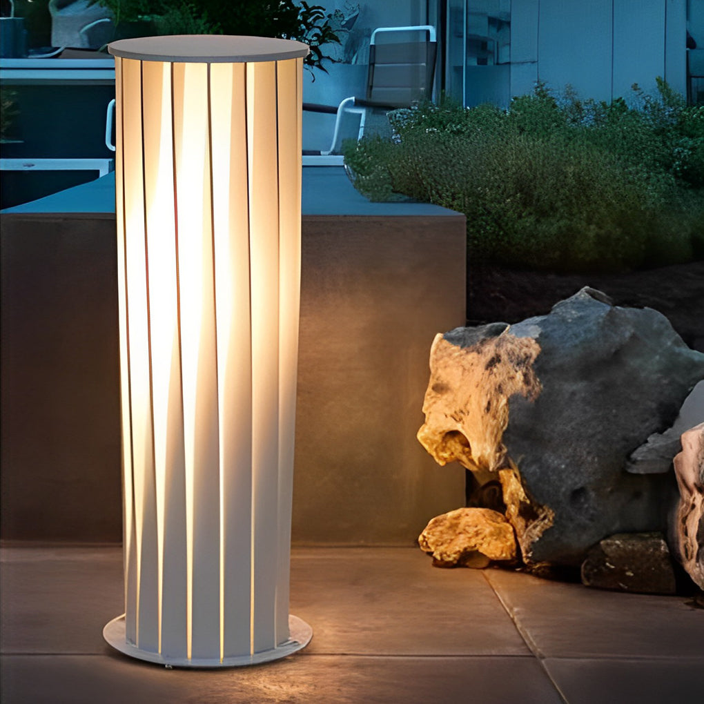 Modern Outdoor Lanterns White Twisted Metal LED Light