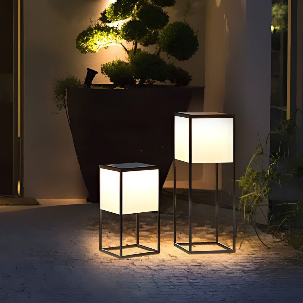 Square Solar Post Light with Acrylic Lampshade and Robust Stainless Steel Frame