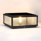 Square Pillar Light Ribbed Glass Outdoor Metal Light