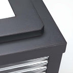 Square Pillar Light Ribbed Glass Outdoor Metal Light