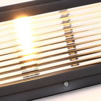 Square Pillar Light Ribbed Glass Outdoor Metal Light