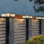 Square Pillar Light Ribbed Glass Outdoor Metal Light