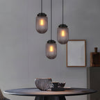 Modern Pinecone Shape Ribbed Glass Shade 1-Light Pendant in Smoke Gray