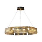Rectangular Glass Chandelier Italian Luxury Full Brass Ceiling Light