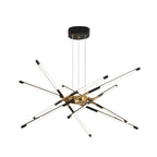 Modern Stepless Dimming Long LED Linear Sputnik LED Chandeliers - Gold/Black+Gold