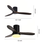 Three Blade Ceiling Fan with Light LED Remote Control Wood Ceiling Fan