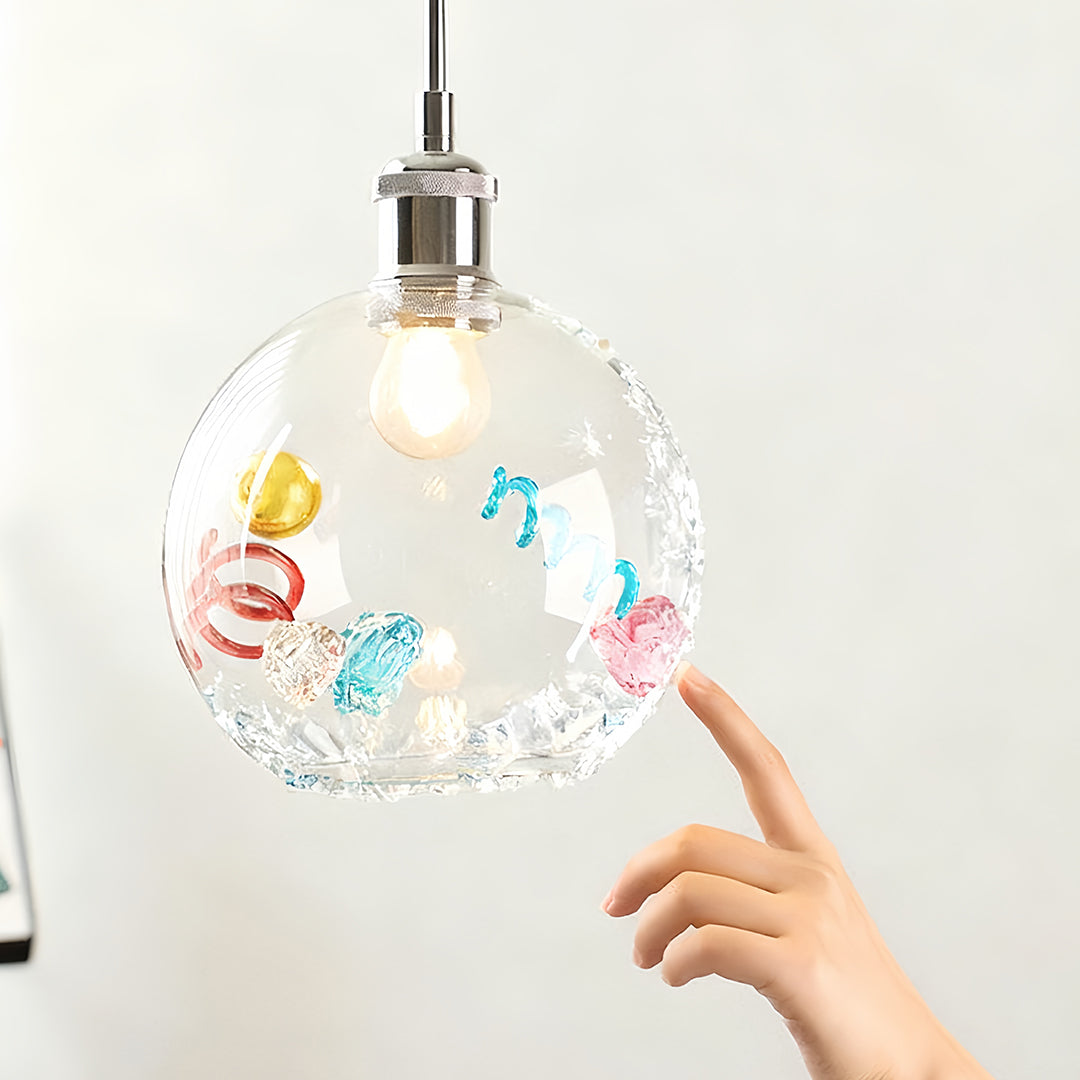 Colorful Glass Pendant Lights Creative Geometric Dec Ceiling Light