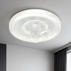 Circular Ceiling Fan with Light White Finish Simple LED Lamp