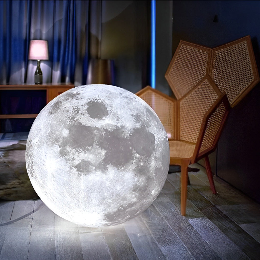 [Open-Box]Round Moon Lunar 3D Creativity White Pendant Lamp Hanging Ceiling Lamp