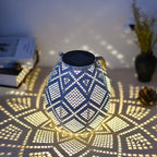 Moroccan Portable & Hanging White Solar LED Outdoor Patterned Lantern