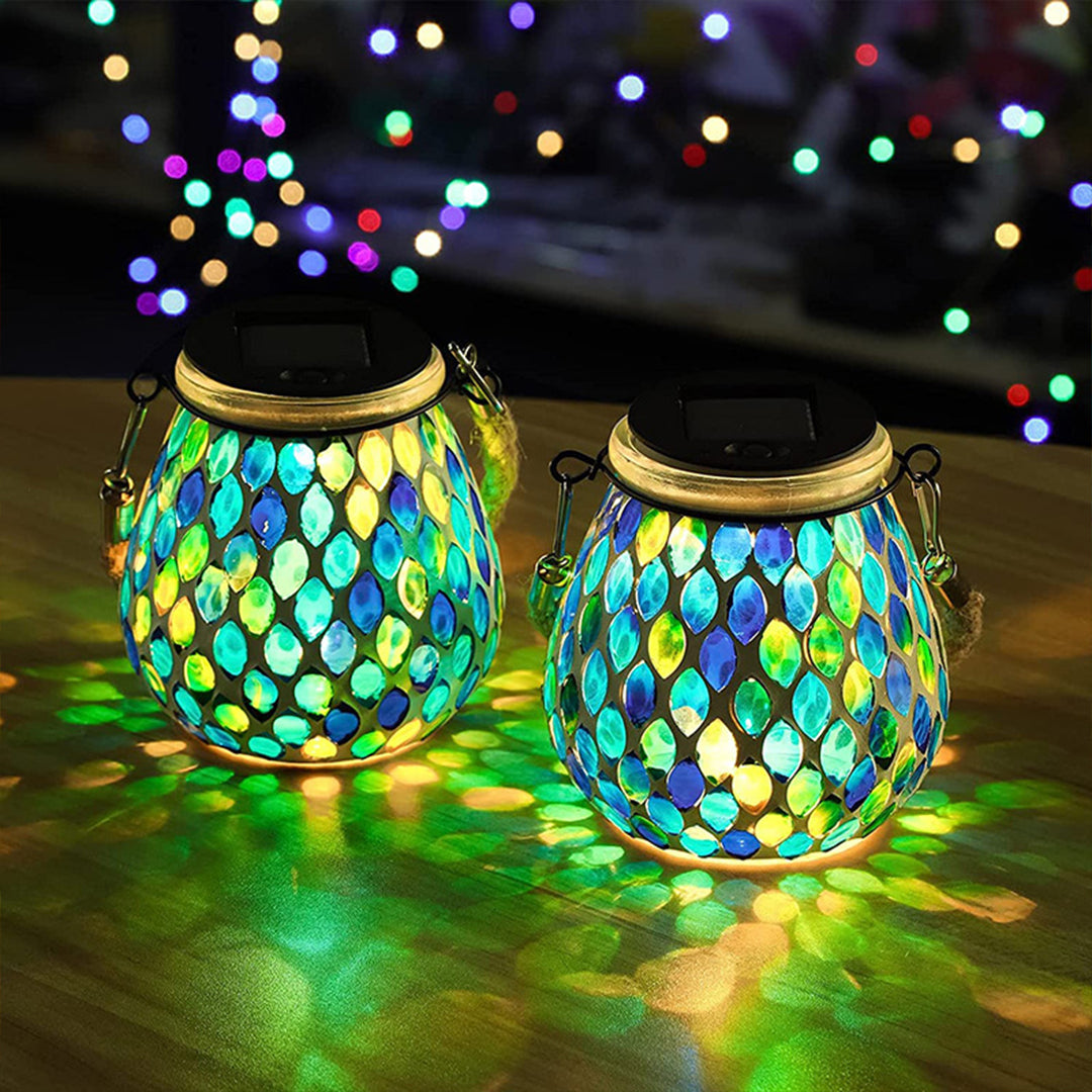 Colored Landscape Lights Solar Glass Mosaic Cup Lamp
