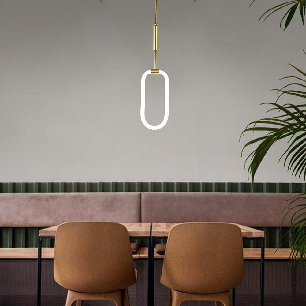 Rounded Rectangular Copper LED Nordic Pendant Light