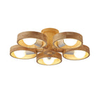 Wooden Chandeliers Nordic Style Creative LED Chandelier Made of Rubberwood