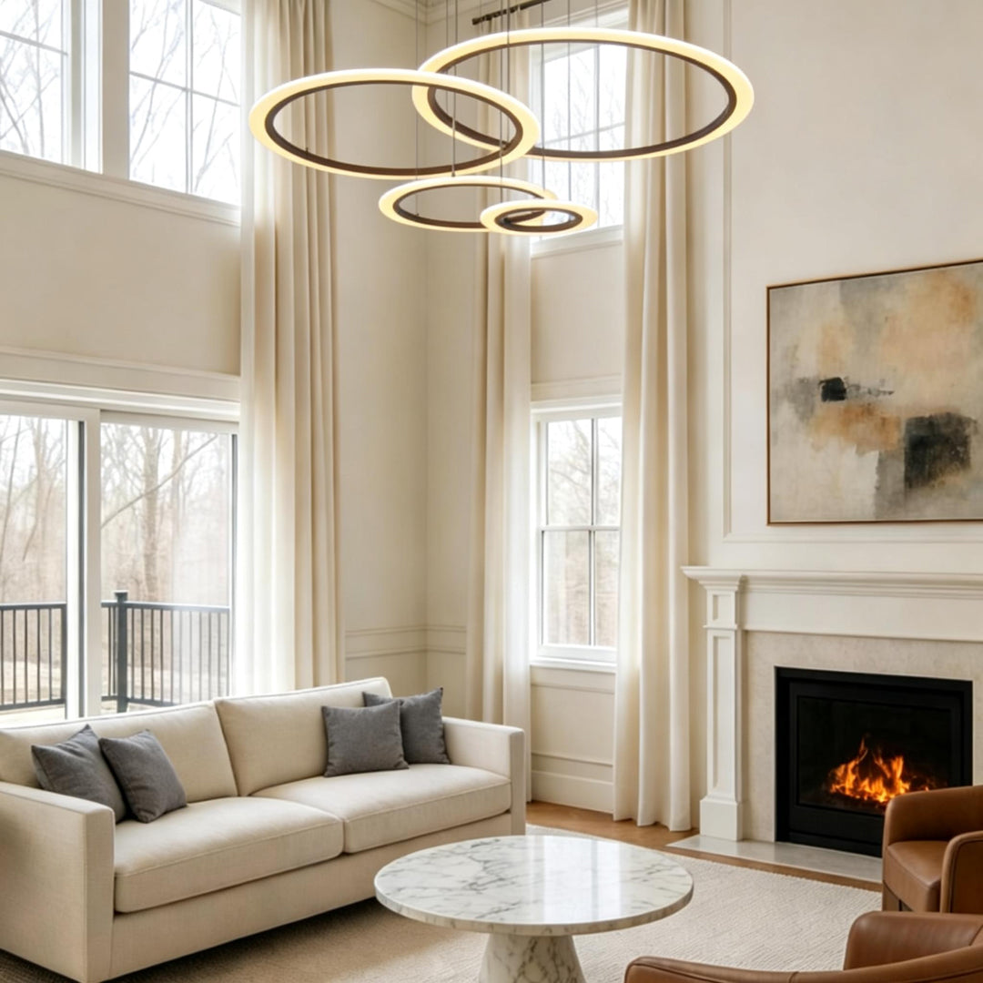 Multi Ring Chandelier Geometric Floating Ring Ceiling Light