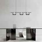 Gray Glass Pendant Light Globe Full-Spectrum Metal Ceiling Light