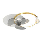 Mute Creative Round Ring 3 Step Dimming Modern Flush Mount Ceiling Fan Lamp