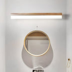 [Open-Box]Natural Wooden LED Bathroom Vanity Light with Plastic Shade Mirror Lighting Fixture