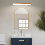 [Open-Box]Natural Wooden LED Bathroom Vanity Light with Plastic Shade Mirror Lighting Fixture